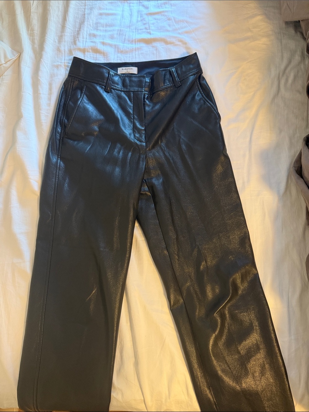 Aritzia Babatom Faux Leather Straight-Leg Pants - Black